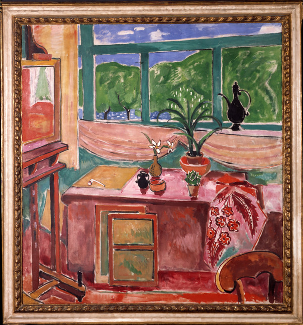 Oskar Moll, Atelierstillleben mit Iris und mehrteiligem Fenster, 1920, Öl auf Leinwand © GDKE, Landesmuseum Mainz (Foto: U. Rudischer)
