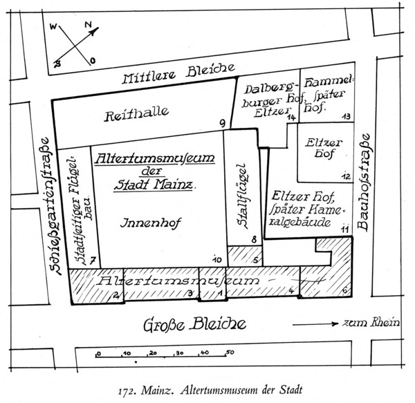 Plan des Altertumsmuseums Mainz 1937 © GDKE RLP, Landesmuseum Mainz
