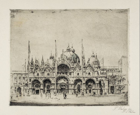 eine alte Zeichnung der Basilika von San Marco in Venedig