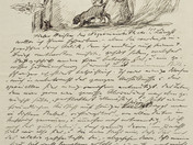 Brief von Max Slevogt an Josef Grünberg mit Randzeichnung vom November 1923 © GDKE RLP, Landesmuseum Mainz, R. R. Steffens
