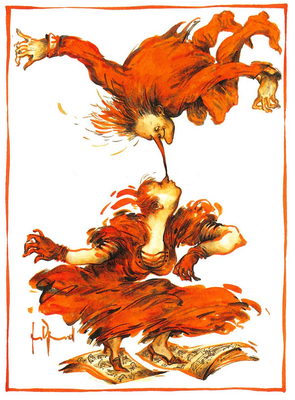 Gertrude Degenhardt, Up and down again I, aus der Serie Tanzende Paare, Lithographie, ca. 2004, Archiv der Künstlerin © VG Bildkunst