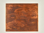 Max Slevogt, Zwei Tiger, 1920–1928, Kupferplatte, sog. „Malradierung“ © GDKE RLP, Landesmuseum Mainz, R. R. Steffens